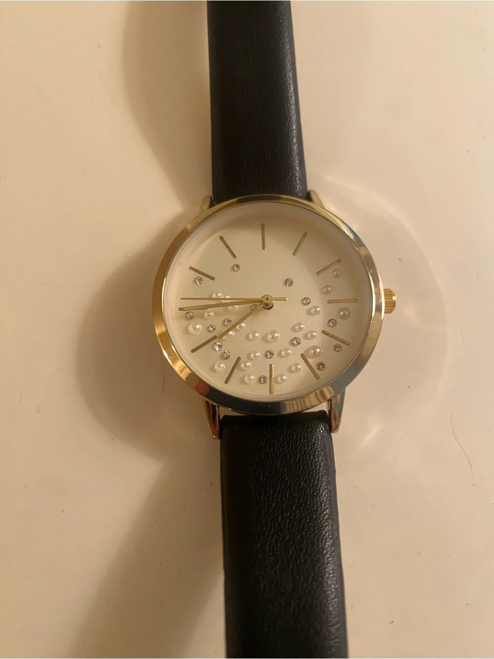 INC International Concepts Watch - Classic Round Face with Black Leather Strap
